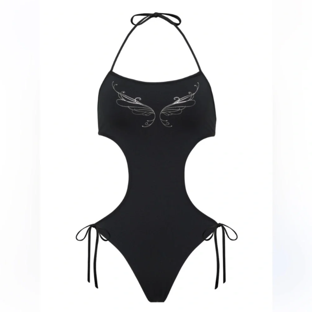 New! Frankie’s amalia black one piece monokini butterfly tattoo 10775